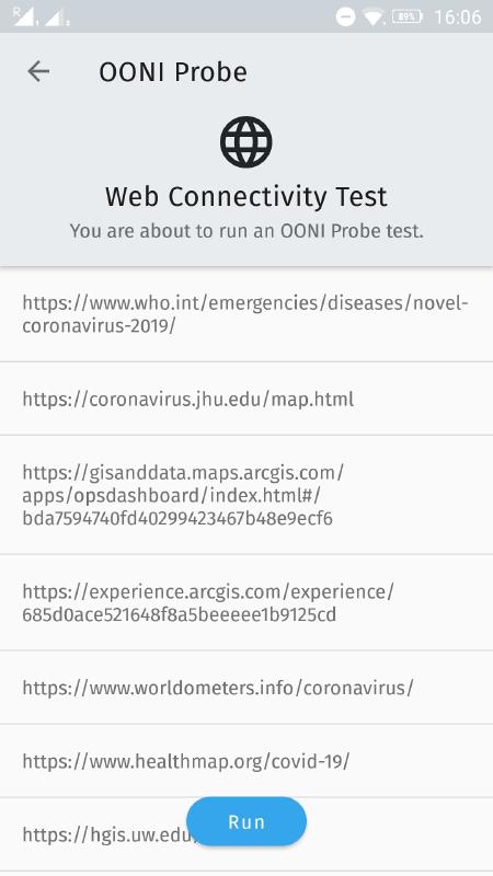 Testing COVID-19 sites with OONI Probe